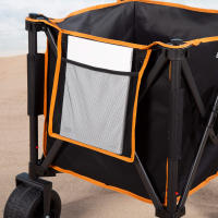 Aktive - Carro playa plegable, carrito de transporte, con ruedas desmontables, giratorias 360º y con frenos, mango multiángulo y 1 bolsillo, máx. 80 kg de carga, espacioso y versátil, de acero y poliéster, diseño plegable, incluye funda - details 6