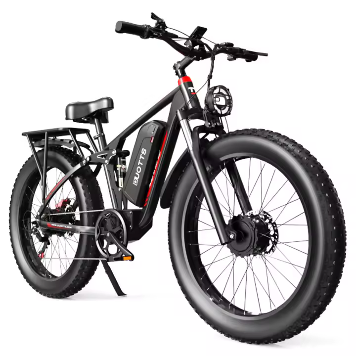DUOTTS S26 Bicicleta Eléctrica 750W 2 Motores 50km/h Velocidad Máxima 264.0 pulgadas Neumáticos Inflables Tipo Fat 48V 20Ah Batería SAMSUNG 120km de Autonomía Shimano 7 Velocidades 150kg Carga Máxima App Inteligente - Negro - 1