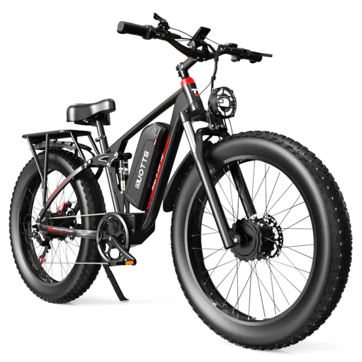 DUOTTS S26 Bicicleta Eléctrica 750W 2 Motores 50km/h Velocidad Máxima 264.0 pulgadas Neumáticos Inflables Tipo Fat 48V 20Ah Batería SAMSUNG 120km de Autonomía Shimano 7 Velocidades 150kg Carga Máxima App Inteligente - Negro - 1