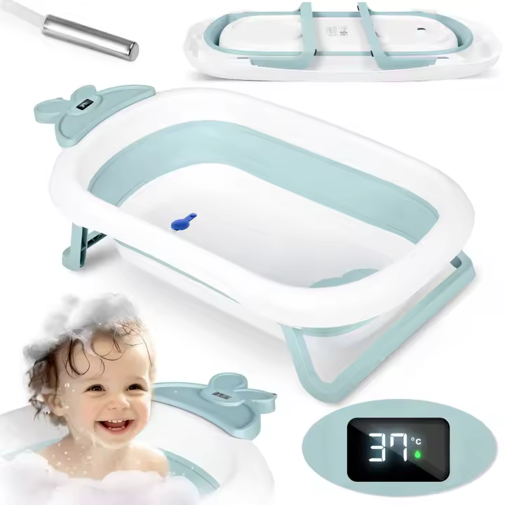Bañera para bebé con termómetro RK-282 blanca y azul - 1