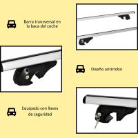 Barras de Techo Universales para Vehículos de Aluminio Bacas Portaequipajes Coche Automóvil Baca para Coche Universales con Cerradura Carga 75 kg 123,5 cm Plata - details 2