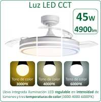 VZLED - Ventilador de techo con luz blanco, ventilador aspas retráctiles, ventilador techo silencioso, ventilador techo blanco, luz CCT - details 0