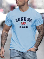 Camiseta De Algodón Puro 100% Para Hombre Verano Estampado London England Estilo Casual Ajuste Suelto Manga Corta Cuello Redondo - details 5