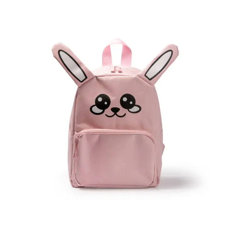 AKARURE - Mochila Infantil con Divertido diseño de Conejo. Bolsillo Exterior con Cierre de Cremallera. Asas y Espalda acolchadas - Mochila Guardería - Mochila Colegio - Mochila Niño - Mochila Niña - Realizada en Material Reciclado - Medida 21,5x29x17,5 cm - 1