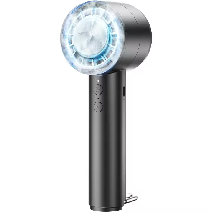 Mini ventilador portátil de mano con función de compresión de hielo, 4000 mAh, ventilador de mano recargable por USB con 5 velocidades para viajes, camping, oficina en casa, color negro - 1