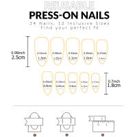 24pcs Uñas Postizas Largas Almendra Blancas Estilo Francés Detalladas Tiras Adhesivas De Uñas Postizas ABS Para Fiesta - details 23