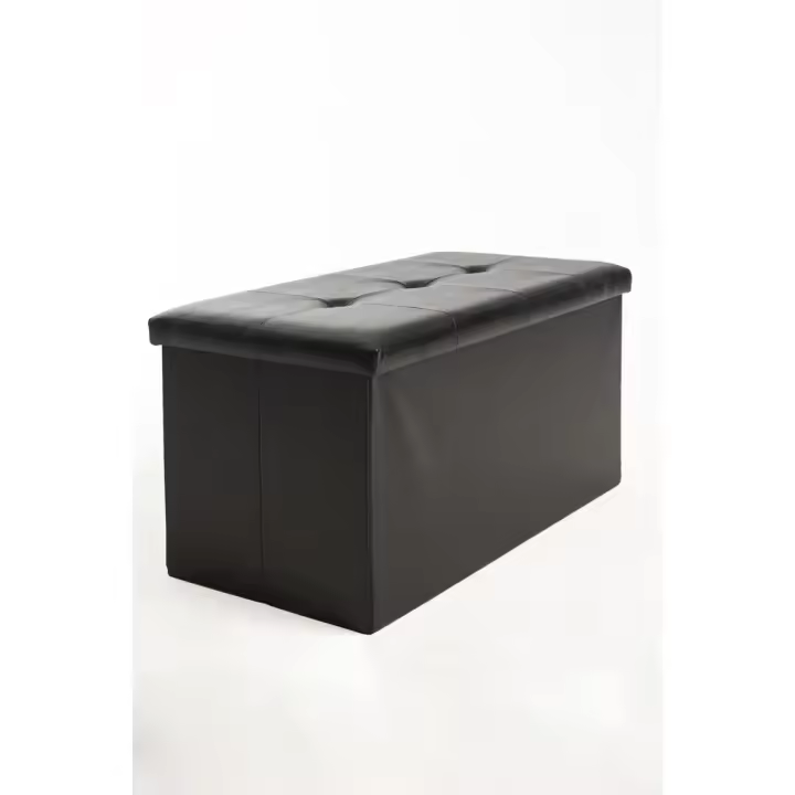 Puff Almacenaje Button 76 cm Polipiel - Negro - 1