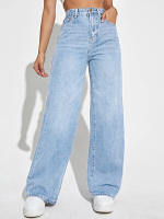 Nuevas Jeans Para Mujer 2024 High Waist Wide Leg Pantalones De Largo Cintura Alta Adelgazante Estilo Europeo Y Americano Ropa De Moda Casual Con Bolsillos - details 1