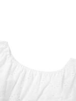 Vestido Casual Para Mujer Con Hombros Descubiertos Manga Corta Cintura Media Bordado De Encaje Color Sólido Irregular Vestidos - details 8