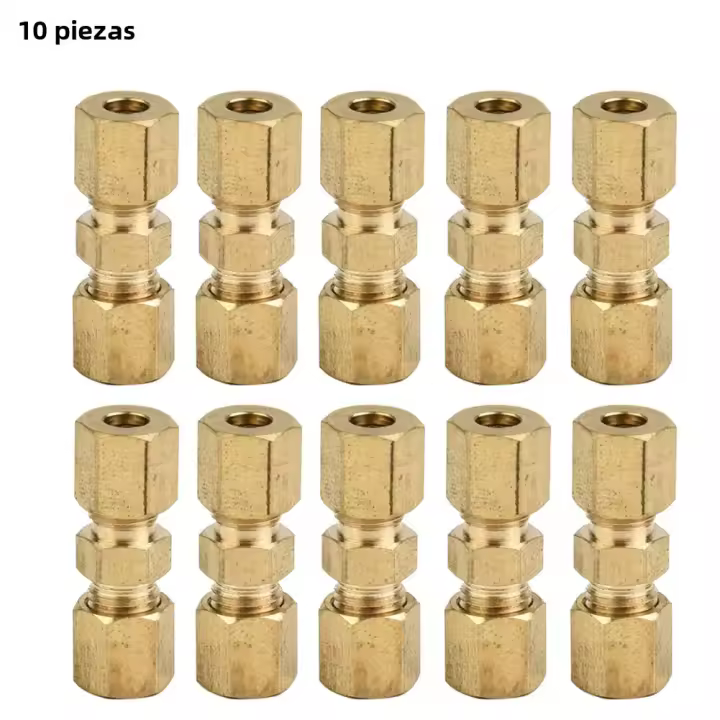 10Pcs Conector De Tubo De Freno De Latón Para Línea De Freno Sin Flaring Juntas Rectas De Compresión 4.75mm 3/16" Kits De Reducción Rojos - 1
