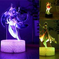 Lámpara 3D Genshin Impact Luz Nocturna LED Figuras Anime Zhongli Raiden Shogun Control Remoto RGB Colores De Sueño Decoración Para Habitación De Niños Regalos Para El Hogar - details 0