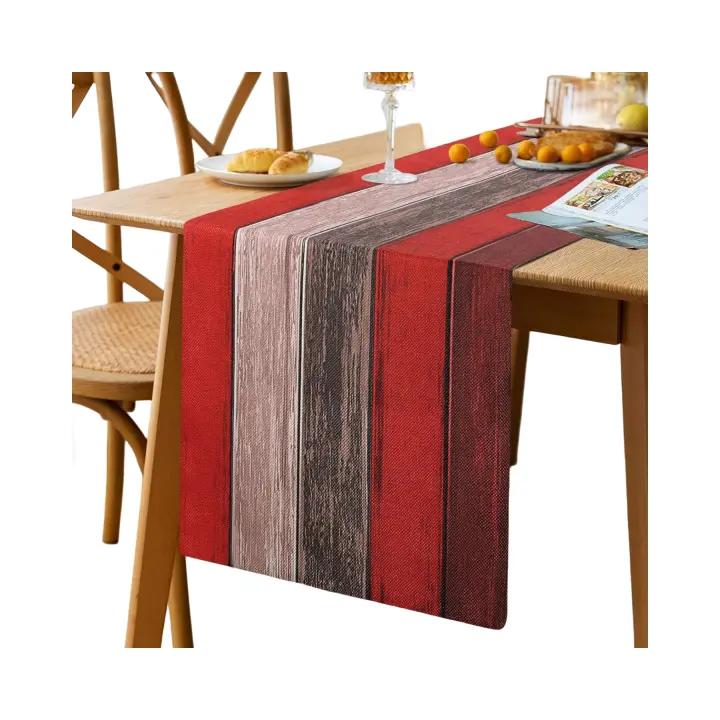Granero Textura de Madera Camino de Mesa Rojo Lino Retro - 1