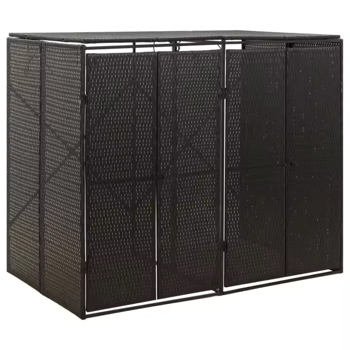 vidaXL Cobertizo para 2 contenedores basura ratán PE 140x80x117cm Color Gris,  Negro, y mas - 1