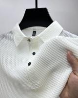 Camiseta De Polo Corta Para Hombre Verano Motocicleta Seda Helada Transpirable Moda Negocios Marca Ropa Sin Capucha Material Poliéster Y Algodón - details 14