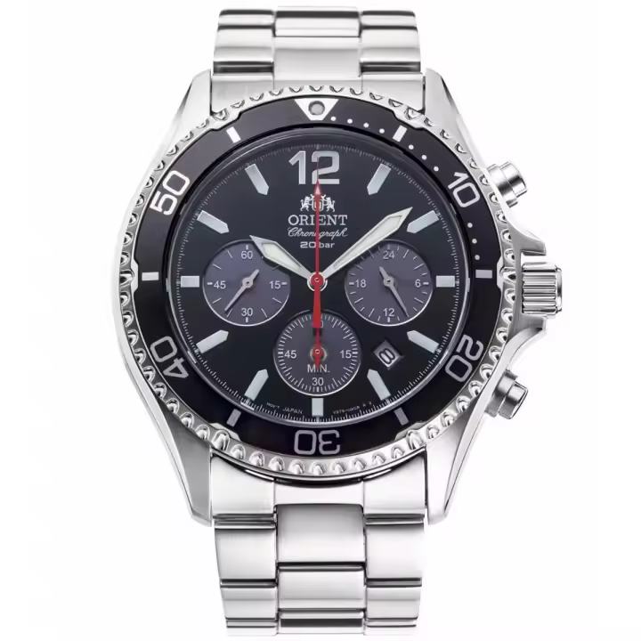 reloj deportivo hombre Solar Orient RA-TX0202B 42.8mm Sports Chronograph 200m WR cristal de zafiro correa de acero - 1