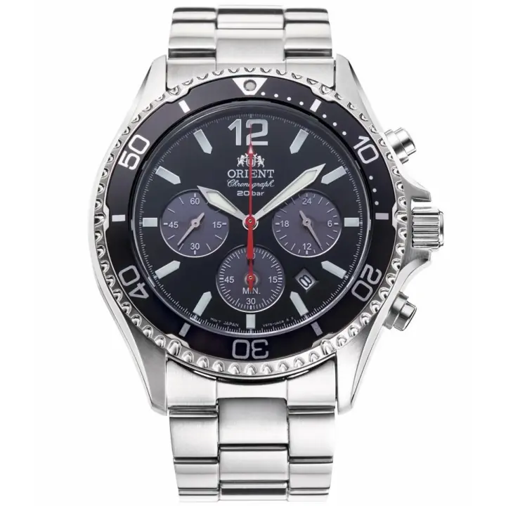 reloj deportivo hombre Solar Orient RA-TX0202B 42.8mm Sports Chronograph 200m WR cristal de zafiro correa de acero - 1