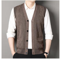 Chaqueta De Punto Para Hombre Otoño Invierno Chaqueta De Cuello V Sin Mangas Botones Estilo Casual Moda Knitted Cardigan - details 8