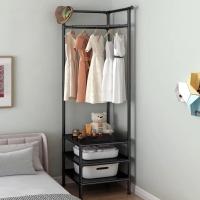 Rack De Ropa De Pie Multi-Nivel Desmontable Estante De Almacenamiento Para Dormitorio Tabla Nocturna Metálica Eco-amigable Tres Capas - details 1