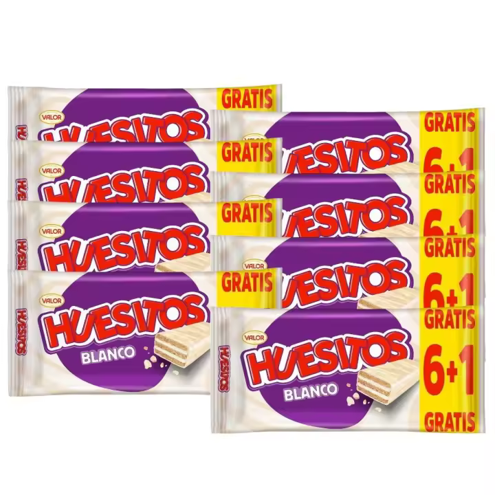Barrita de barquillo cubierta de chocolate blanco HUESITOS Valor 56 ud (8x6+1ud) - 1