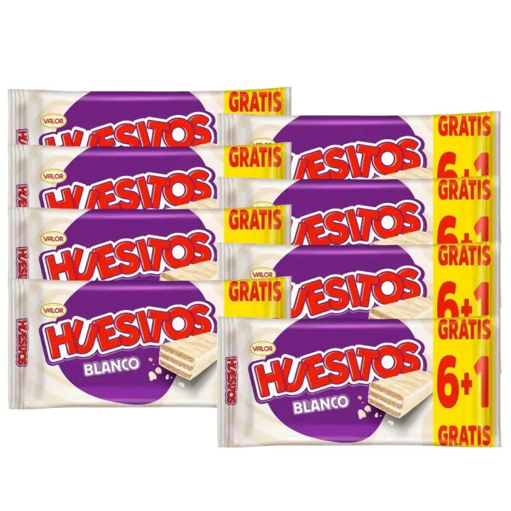 Barrita de barquillo cubierta de chocolate blanco HUESITOS Valor 56 ud (8x6+1ud) - 1