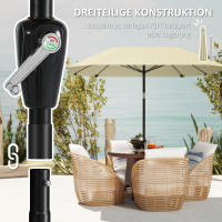 Outsunny Parasol Ø 233 cm, Parasol con Función Ajustable, Parasol Balcón Octogonal Playa Parasol Resistente al Viento Parasol Estable Parasol Playa Balcón Terraza Jardín, Beige - details 3