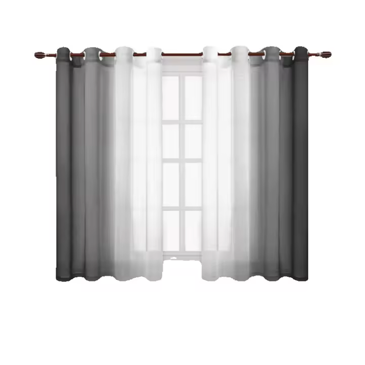 Cortinas De Ventana Gradient Semi Transparentes Para Dormitorio Y Sala De Estar Bloque De Calor Sin Capa Doble Material Moderno Poliéster - 1