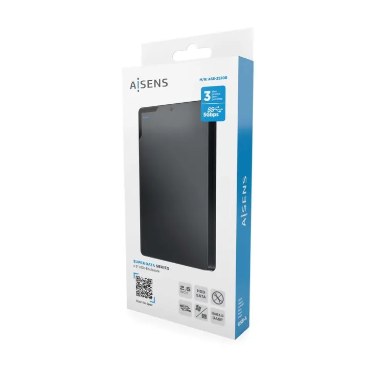 DISCO DURO EXTERNO 500GB AISENS modelo ASE-2520B con disco duro de 500GB 2.5" SATA Conexión USB 3.0/USB3.1 Gen1, Negro - 1