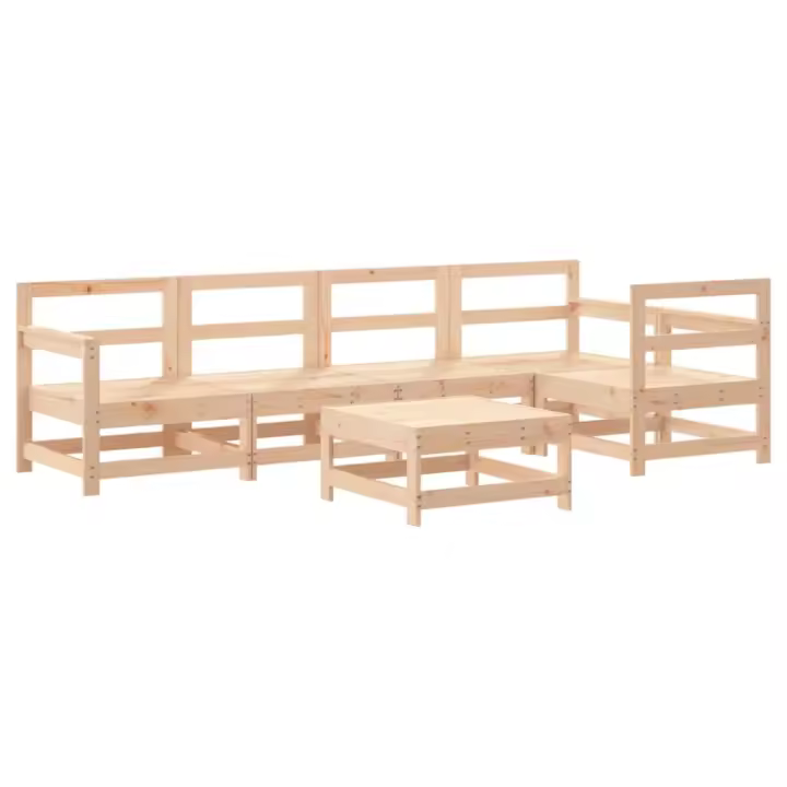 vidaXL Juego de muebles de jardín 6 piezas madera maciza de pino - 1