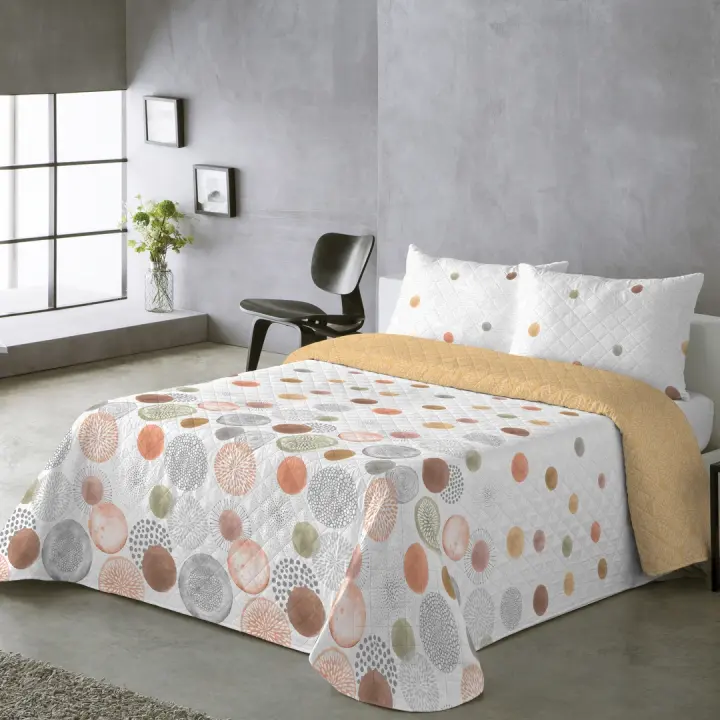 BOHEME - Colcha estampada reversible Rocio Ocre - 1