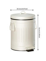 Cesta De Basura Redonda 5L Pedal Silencioso Estilo Romano Decoración De Habitación Caja De Limpieza Familiar Ecológica Metálica - details 1