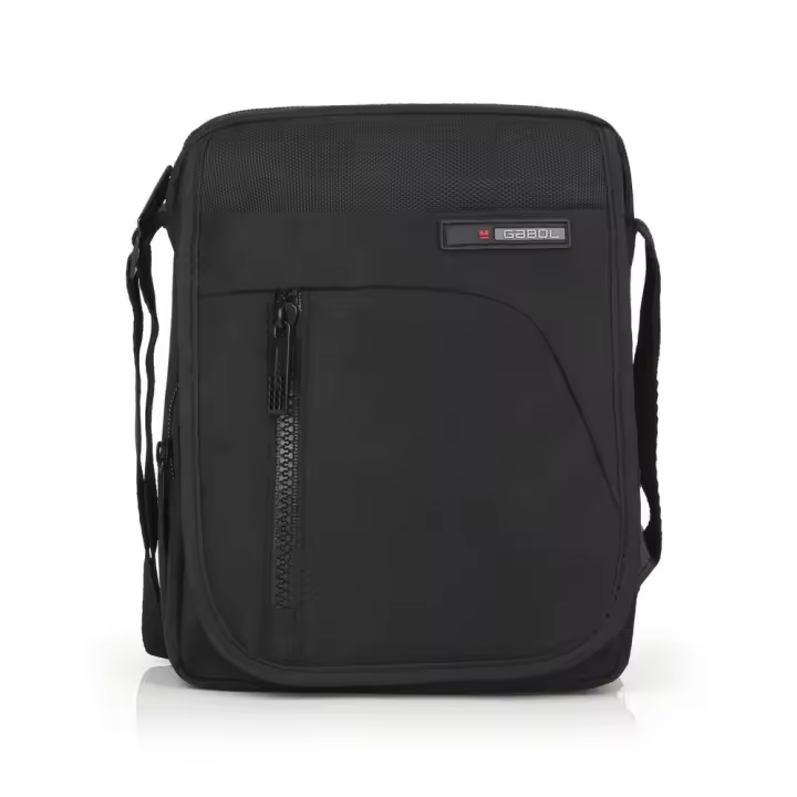 Bolso Hombre Gabol Crony Eco Negro Impermeable 18x25x6 cm- Bolsa de Hombro con Compartimento y Bolsillos- Marca Gabol - 1