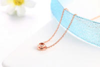 Collar Colgante Redondo De 1 Carrat De Circonita Cubica Para Mujer Color Rosa Oro Colorido Cristal Cadena En El Cuello Joyería - details 5