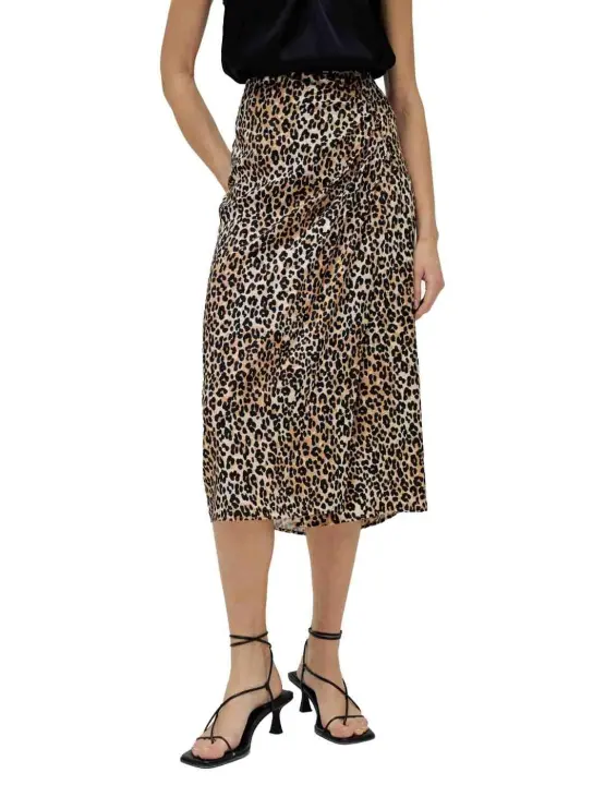 Falda Salsa midi estampado leopardo para mujer - 1