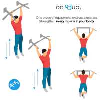 Ociodual Barra de Dominadas de Pared Elevación Pull Up Flexiones Dorsales Hasta 200Kg Negra Gym Gimnasio para Hogar Casa Fija - details 3