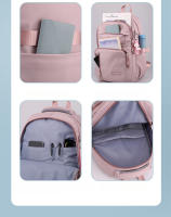 Mochila De Color Sólido Con Manija De Malla Y Correa Curvada De Alta Capacidad Para Viajes Cierre De Cremallera Capa Interna De Nylon Para Hombres Y Mujeres - details 5