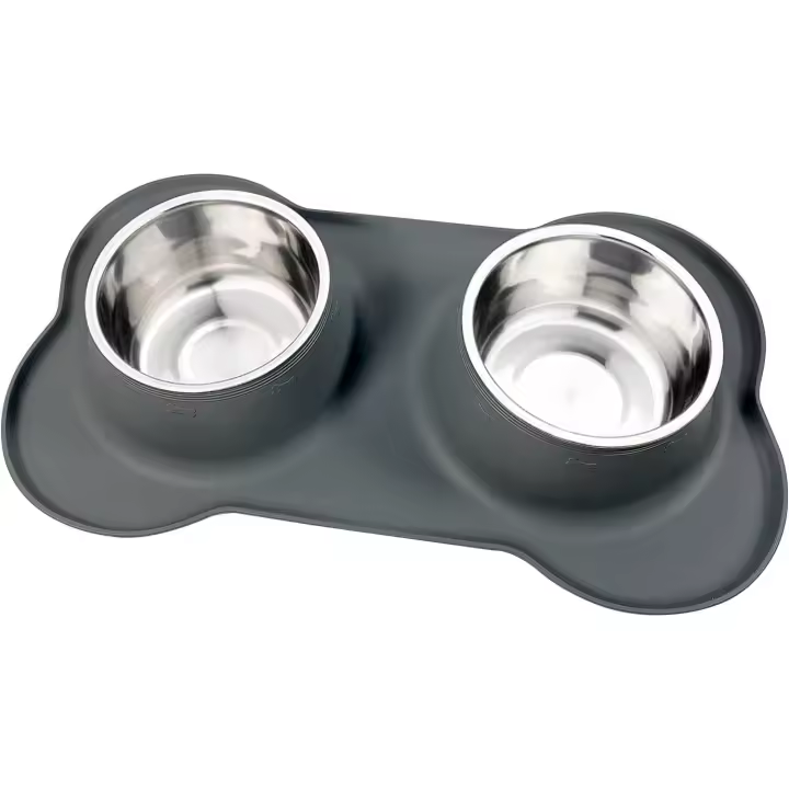 PORCHEDDU Composites y Perros 900 ml, mascotas y Maple inoxidable y cuencos, Agua y Perros, y antideslizantes, silicona y silicona, y Cuenco Comedero, perros y adecuado, Perros Pequeños y medianos, Negro - 1