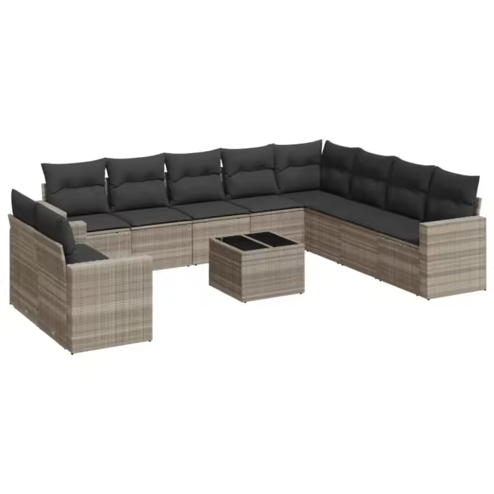 Conjunto de sofás de Jardín 11 pzas y zapatos sintético gris - 1