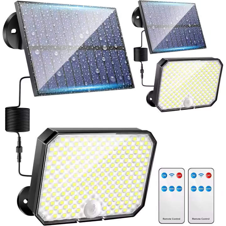 Foco Solar Exterior Led Marca X, 190 LED 1500LM 3 Modos Luces Solares IP65 - Jardin Garaje Jardin - 1