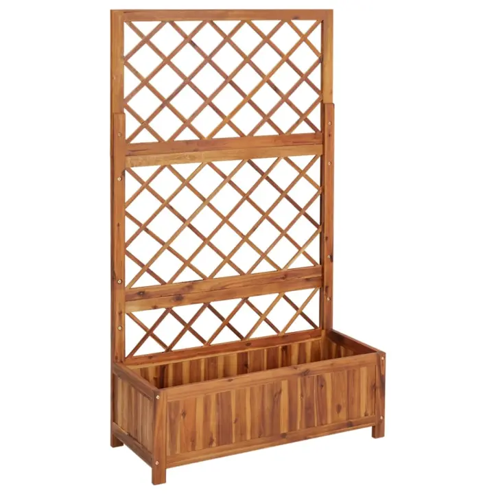 vidaXL Arriate con enrejado madera maciza de acacia 85x38x150 cm - 1