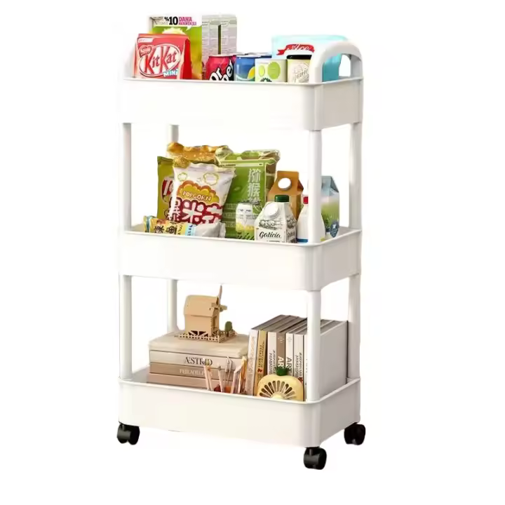 Carrito De Almacenamiento Móvil De 3 Niveles Plástico Multifuncional Organizador Doméstico Para Cocina Accesorios De Casa - 1