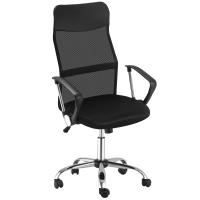 HOMCOM Silla de Oficina Giratoria Ergonómica Sillón de Escritorio de Malla con Ruedas de PVC Respaldo Alto Carga 120kg Negro - details 0