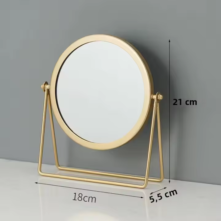 Espejo De Maquillaje Retro Europeo Y Americano Metálico Portátil Para Mesa Espejo Redondo Giratorio Para Vestir Para Niñas - 1