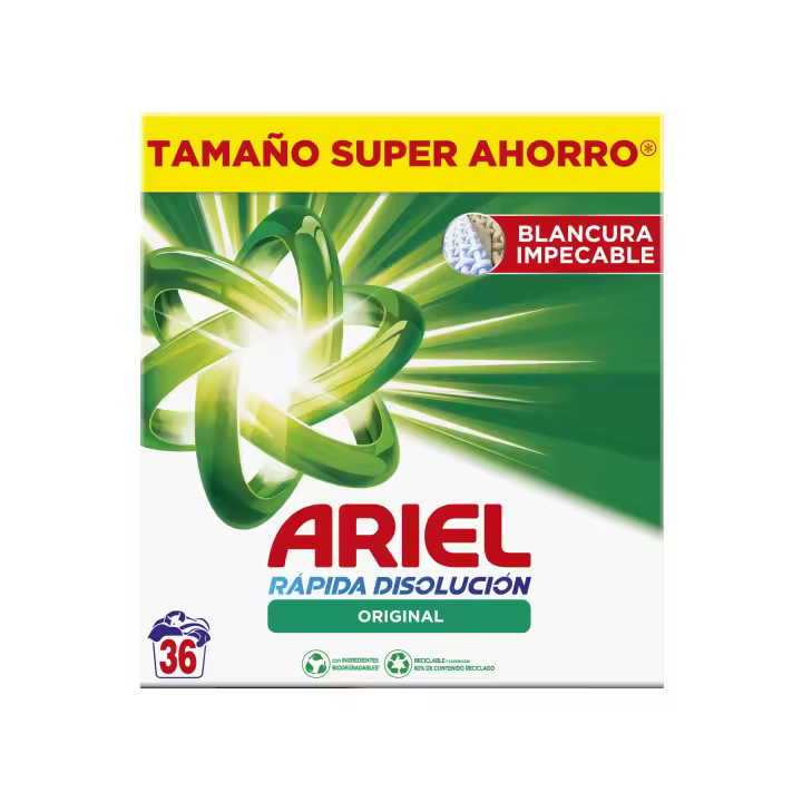 Ariel-  Detergente máquina en polvo original maleta 36 lavados-2340gr - 1