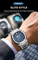 Reloj De Pulsera De Lujo PAAZOMU Para Hombre Resistantes Al Agua 50 ATM Calendario Perpetuo Luminoso Acero Inoxidable Cuadrado Reloj De Cuarzo - details 1