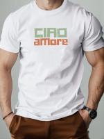 Camiseta De Algodón Para Hombre CIAO Amore Estampado Gráfico Cuello Redondo Manga Corta Transpirable Casual Y De Moda Para El Verano - details 0