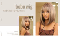 Pelucas Sintéticas De Ombre Marrón Rubia Para Mujeres Con Franja Raíces Oscaras Cabello Gris Natural Resistente Al Calor Peluca Bob Corta Para Cosplay De Diversas Ocasiones - details 0