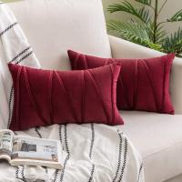 Funda De Cojín De Veludo Rayado Set De 1/2 Moderno Decorativo Para Sofa Cómodo Rojo Para Decoración De Hogar Navidad Materiales Poliéster Técnica Tejida Adultos - details 3