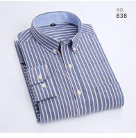 Camisa Casual Para Hombre De Algodón Oxford Con Rayas Y Bolsillo En Soltero Cuello Botón Manga Larga Ajustada Y Cómoda En Colores Variados - details 17