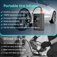 Compresor Aire Portatil 150PSI Inflador Ruedas Coche 10000mAh Hinchador Ruedas Coche Inflador Neumaticos Mini Compresor Aire Pequeño Coche Electrico Bicicleta - details 0