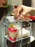Caja De Almacenamiento Para Palitos De Algodón Transparente Cuadrada Con Tapa Antipolvo Multifuncional Portátil Para Maquillaje Y Remoción De Maquillaje Estilo Japonés - details 2